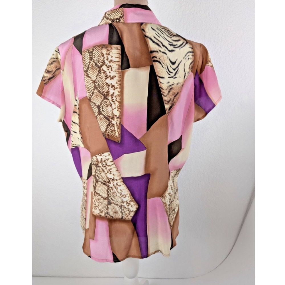 Women's Patchwork Button-Up Blouse - image 2